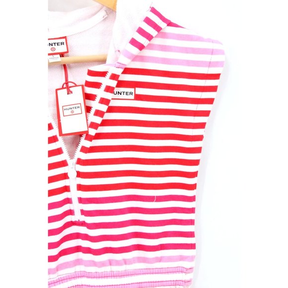Hunter for Target Romper Dress Girls Kids Pink Red Striped Hooded Large 10/12 - Picture 2 of 9